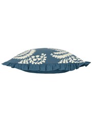 Riva Paoletti French Blue Montrose Villa Botanical Cotton Pleated Cushion - Image 5 of 7