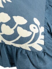 Riva Paoletti French Blue Montrose Villa Botanical Cotton Pleated Cushion - Image 6 of 7