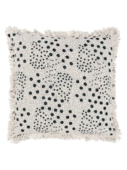 Yard Lichen Green Hara Spotted Printed Fringed 100% Cotton Cushion - Image 3 of 7