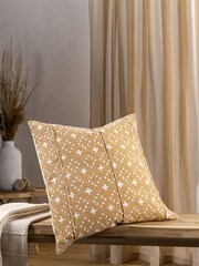 Yard Yolk Yellow Helm Geometric Pleated Printed Cushion - Image 1 of 6