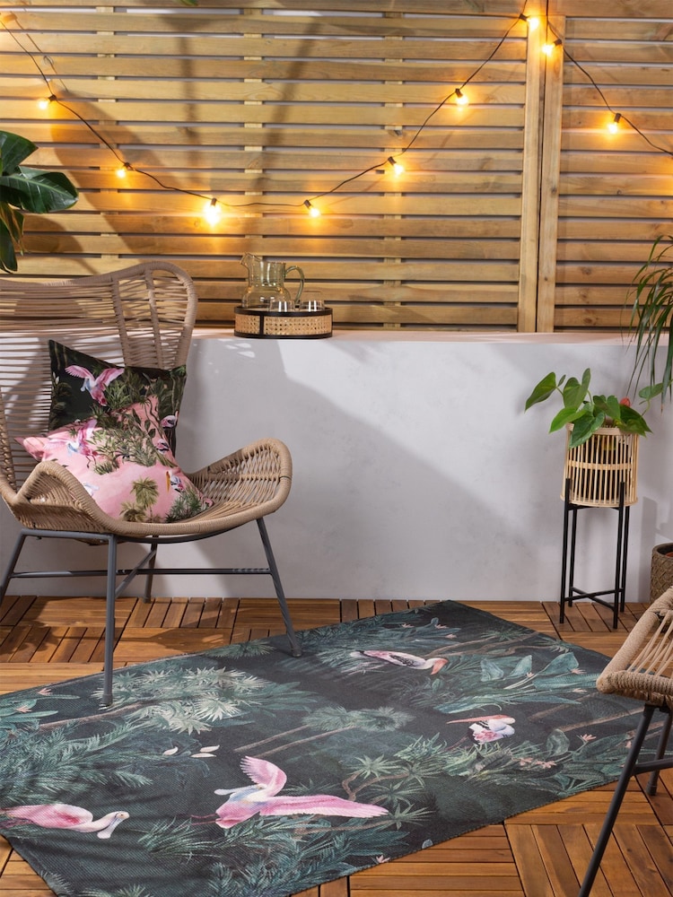 Riva Paoletti Green Platalea Tropical Jungle Washable Outdoor/Indoor Rug - Image 1 of 3