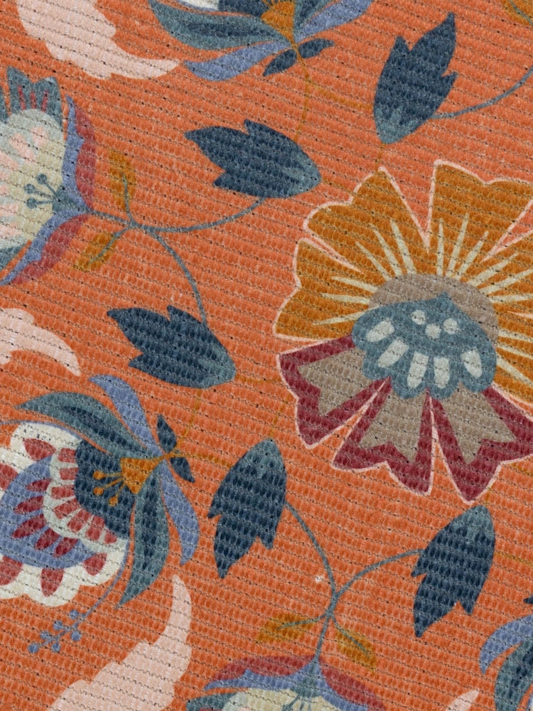 furn. Orange Folk Flora Washable Outdoor/Indoor Rug - Image 3 of 3 furn. Orange Folk Flora Washable Outdoor/Indoor Rug - Image 3 of 3