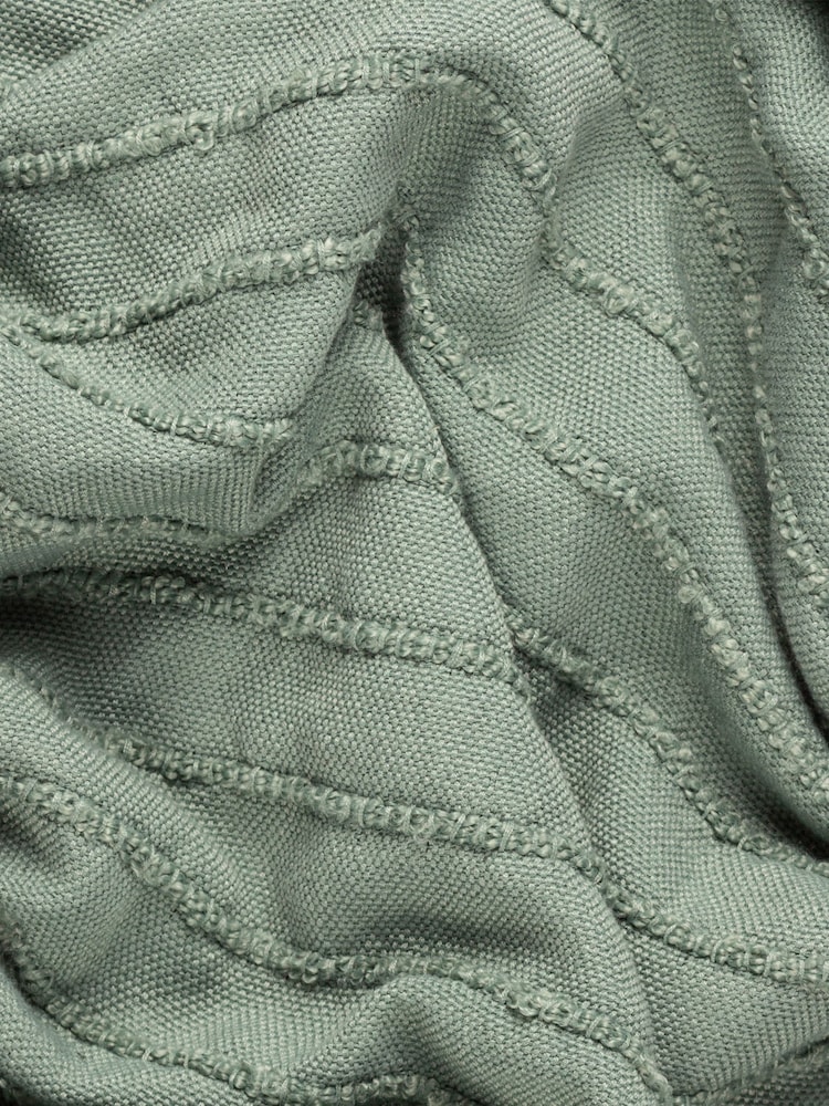 furn. Eucalyptus Green Hazie Linear Woven Fringed Throw - Image 4 of 4