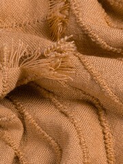 furn. Cinnamon Brown Hazie Linear Woven Fringed Throw - Image 2 of 4