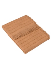 furn. Cinnamon Brown Hazie Linear Woven Fringed Throw - Image 4 of 4