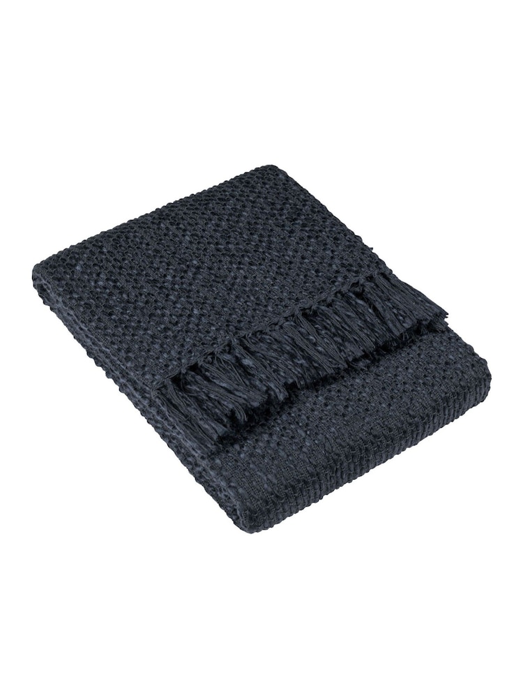HÖEM Dusk Blue Morni Woven Yarn Fringed Throw - Image 1 of 2