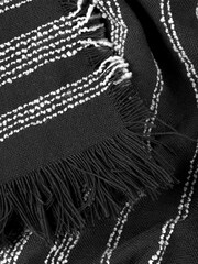 HÖEM Noir Black Jour Linear Woven Fringed Throw - Image 2 of 2