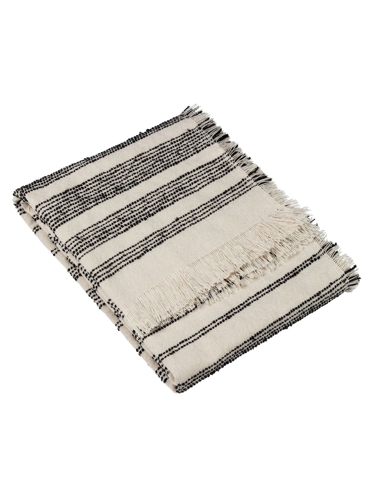 HÖEM Natural Beige Jour Linear Woven Fringed Throw - Image 1 of 2