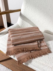 HÖEM Baked Clay Jour Linear Woven Fringed Throw - Image 1 of 4
