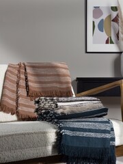 HÖEM Baked Clay Jour Linear Woven Fringed Throw - Image 2 of 4
