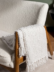 HÖEM Natural Beige Avro Linear Boucle Yarn Fringed Throw - Image 1 of 4