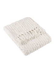 HÖEM Natural Beige Avro Linear Boucle Yarn Fringed Throw - Image 3 of 4