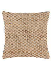 Yard Natural Beige Pecan Brown Wikka Cotton Jute Woven Cushion - Image 3 of 7