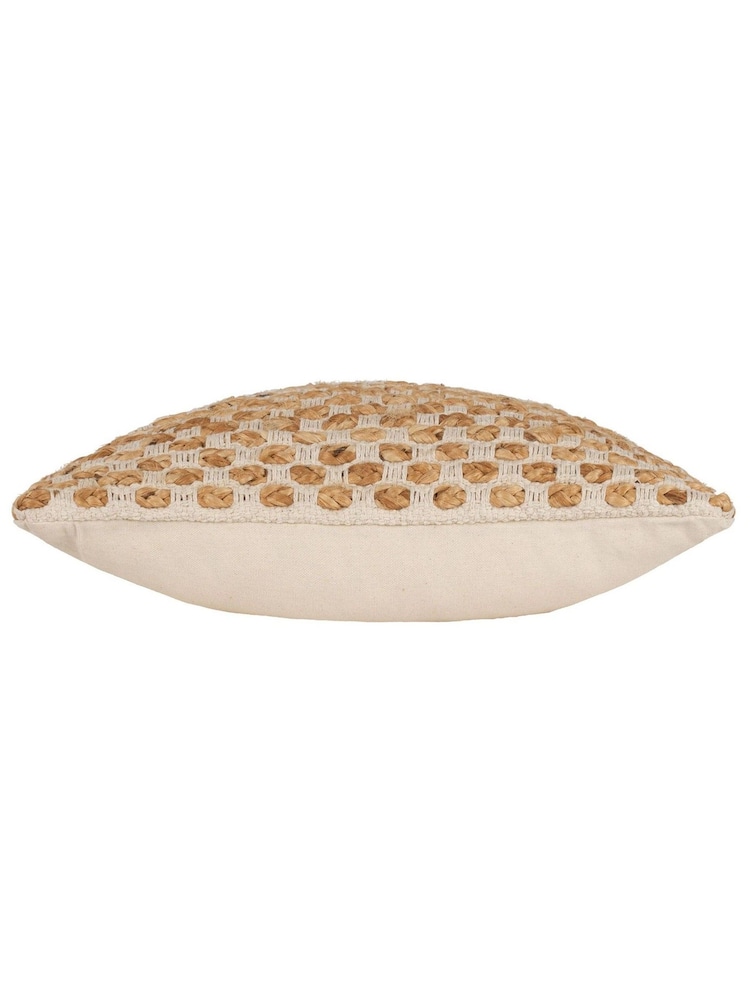 Yard Natural Beige Pecan Brown Wikka Cotton Jute Woven Cushion - Image 5 of 7