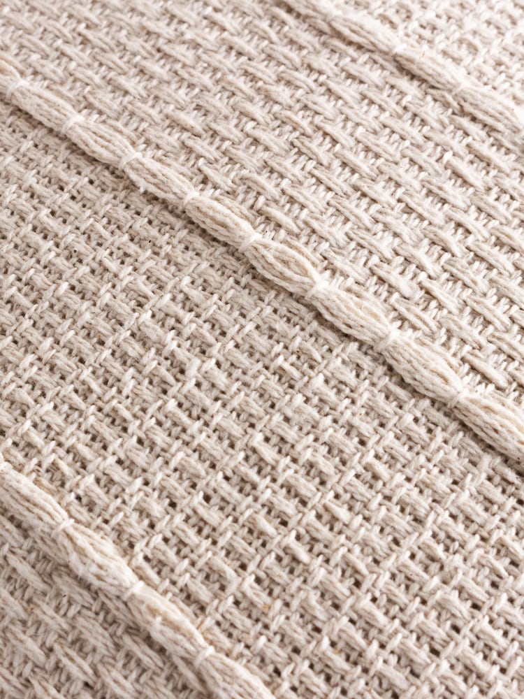 Yard Natural Beige Caliche 100% Cotton Knit Tasselled Cushion - Image 7 of 7