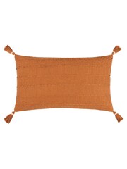 Yard Ginger Brown Caliche 100% Cotton Knit Tasselled Cushion - Image 3 of 7