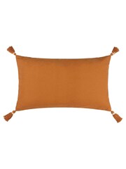 Yard Ginger Brown Caliche 100% Cotton Knit Tasselled Cushion - Image 4 of 7