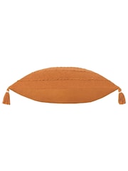 Yard Ginger Brown Caliche 100% Cotton Knit Tasselled Cushion - Image 5 of 7