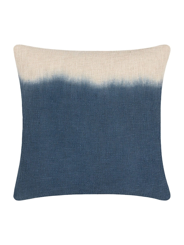 Furn Ink Blue Mizu Dip Dye 100% Cotton Square Cushion - Image 2 of 5