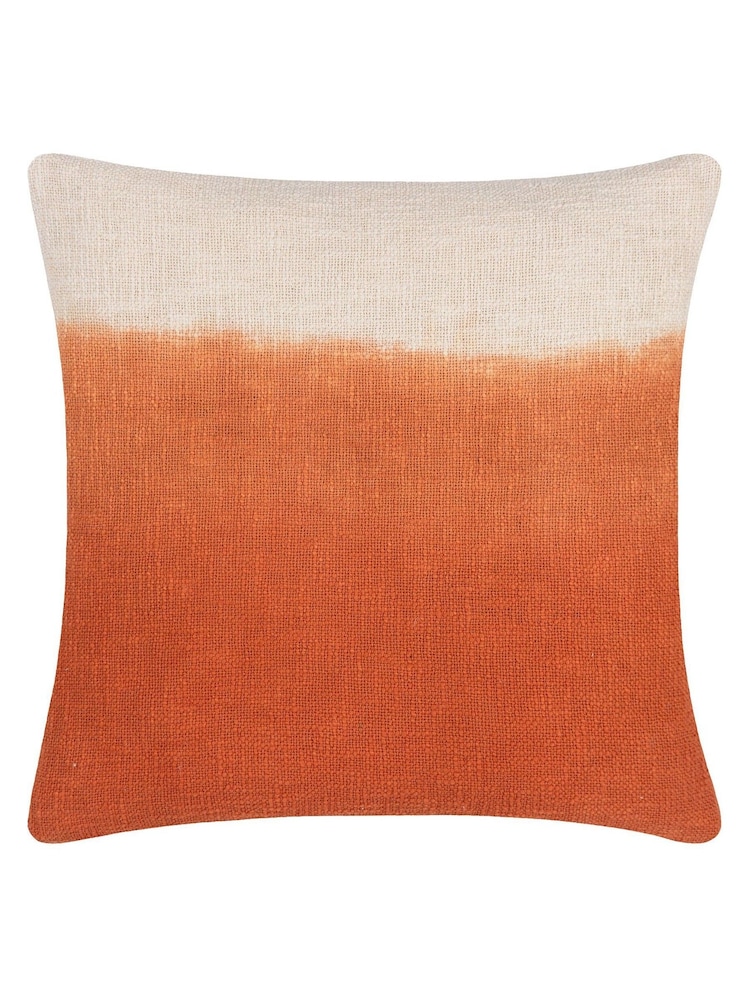 Furn Amber Orange Mizu Dip Dye 100% Cotton Square Cushion - Image 2 of 6