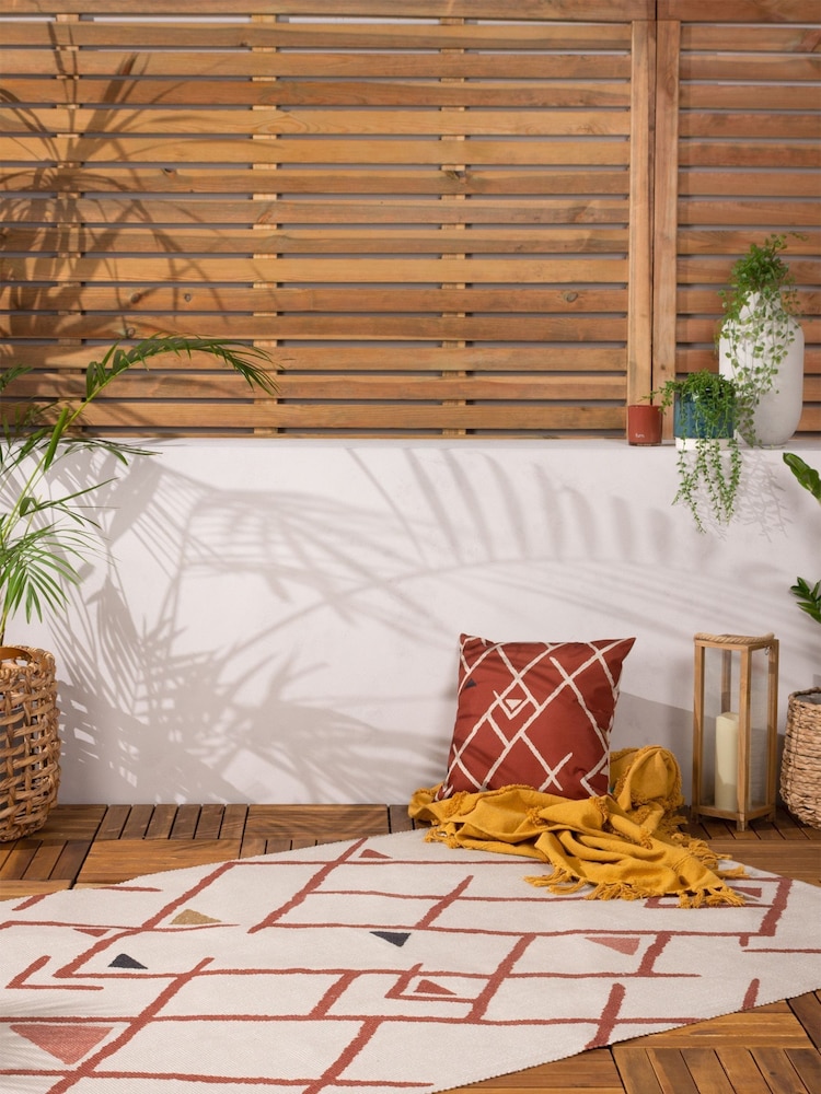 furn. Red Inka Geometric Washable Outdoor/Indoor Rug - Image 1 of 3