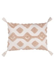 Furn Natural Beige Dharma Global 100% Cotton Tufted Tasselle Cushion - Image 3 of 7