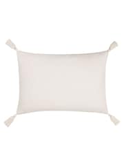 Furn Natural Beige Dharma Global 100% Cotton Tufted Tasselle Cushion - Image 4 of 7