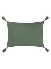 Furn Eucalyptus Green Dharma Global 100% Cotton Tufted Tassel Cushion - Image 4 of 7
