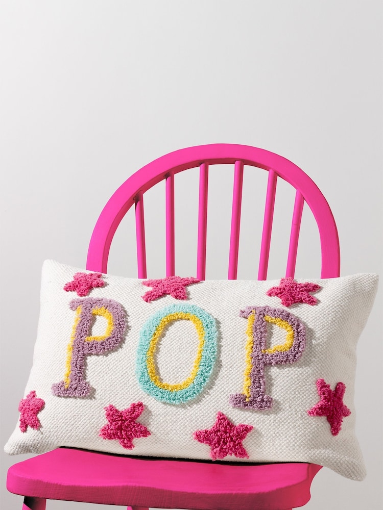 heya home Multicolour Pop Slogan Cotton Tufted 100% Cotton Cushion - Image 1 of 7
