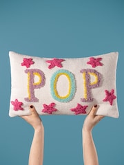 heya home Multicolour Pop Slogan Cotton Tufted 100% Cotton Cushion - Image 2 of 7