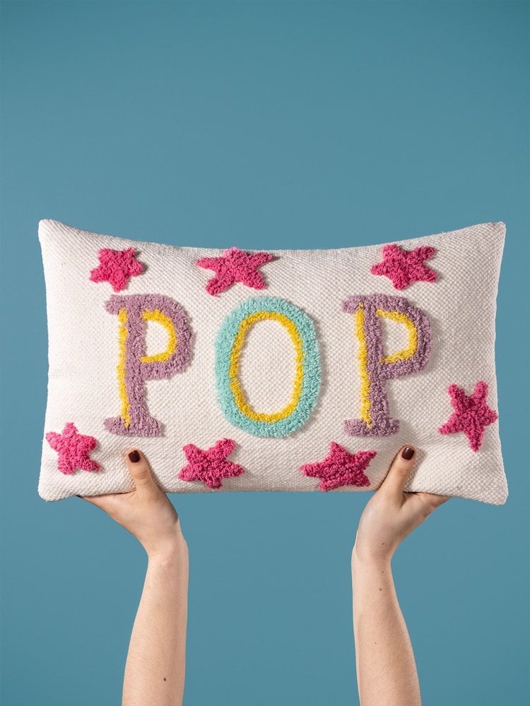 heya home Multicolour Pop Slogan Cotton Tufted 100% Cotton Cushion - Image 2 of 7