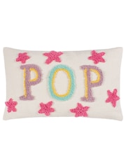 heya home Multicolour Pop Slogan Cotton Tufted 100% Cotton Cushion - Image 3 of 7