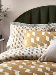 HÖEM Yellow Zabine Art Deco Cotton Rich Reversible Duvet Cover and Pillowcase Set - Image 3 of 4
