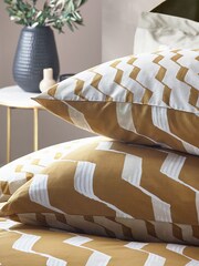HÖEM Yellow Zabine Art Deco Cotton Rich Reversible Duvet Cover and Pillowcase Set - Image 4 of 4