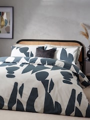 HÖEM Dusk Blue Dusk Blue Meta Art Deco Cotton Rich Duvet Cover and Pillowcase Set - Image 1 of 4