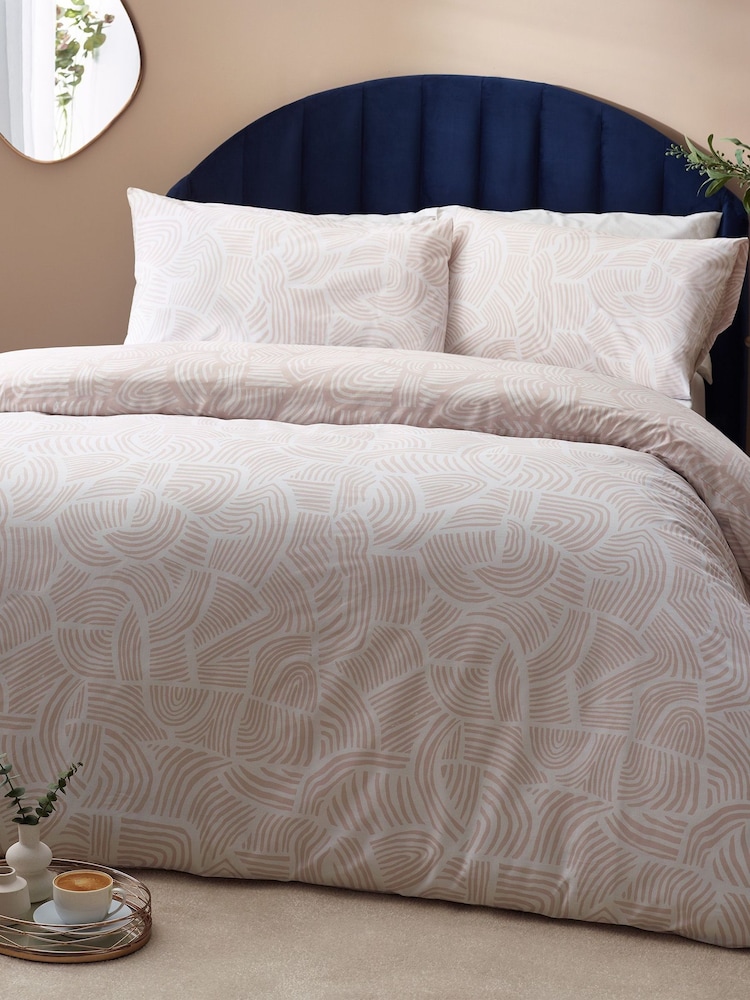 HÖEM Shell Shell Natural Dunes Geometric Reversible Duvet Cover and Pillowcase Set - Image 2 of 4