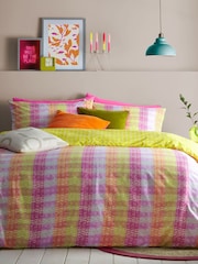 furn. Purple Neola Geometric Neon Reversible Duvet Cover and Pillowcase Set - Image 1 of 4