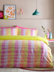 furn. Purple Neola Geometric Neon Reversible Duvet Cover and Pillowcase Set - Image 2 of 4