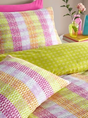 furn. Purple Neola Geometric Neon Reversible Duvet Cover and Pillowcase Set - Image 3 of 4
