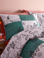 furn. Green Mythos Checkerboard Abstract Reversible Duvet Cover and Pillowcase Set - Image 3 of 3