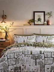 furn. Green Frida Rejuvenate Nature Reversible Duvet Cover and Pillowcase Set - Image 1 of 5