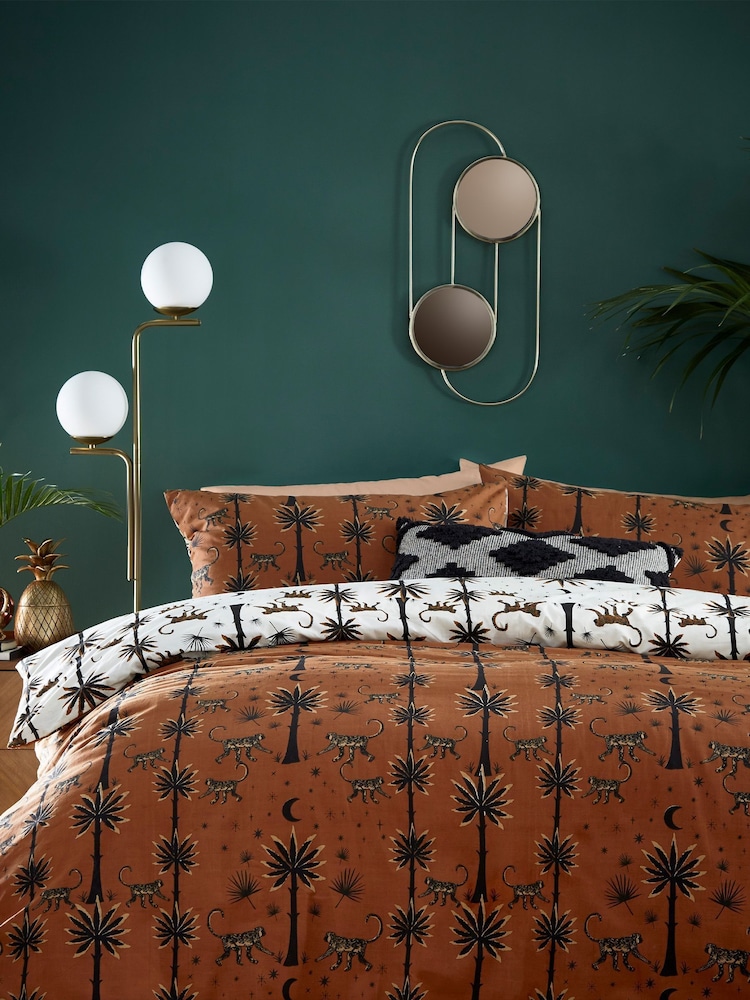 furn Brown Desert Monkey Reversible Duvet Cover and Pillowcase Set - Image 1 of 4