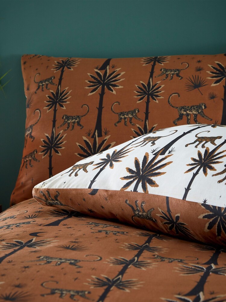 furn Brown Desert Monkey Reversible Duvet Cover and Pillowcase Set - Image 4 of 4