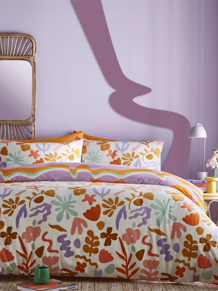 furn. Pink Amelie Floral Reversible Duvet Cover and Pillowcase Set - Image 2 of 4