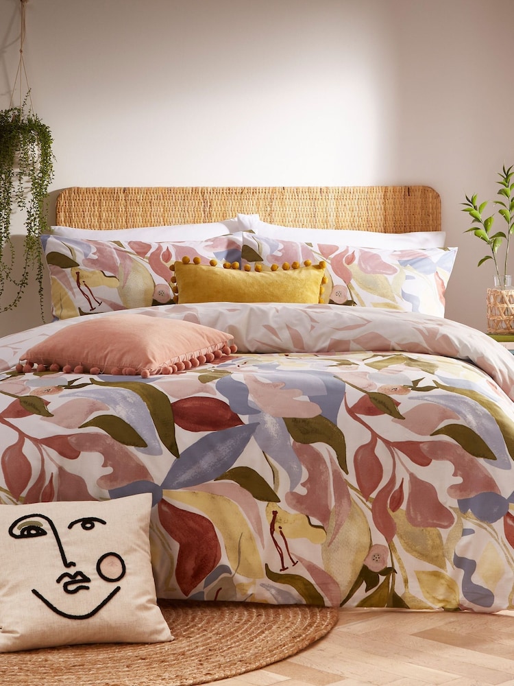 furn. Plaster Pink Amarosa Abstract Floral Reversible Duvet Cover and Pillowcase Set - Image 1 of 3