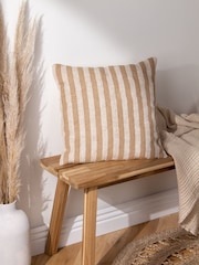 Yard Natural Beige Strata Stripe Cotton Jute Woven Cushion - Image 1 of 6