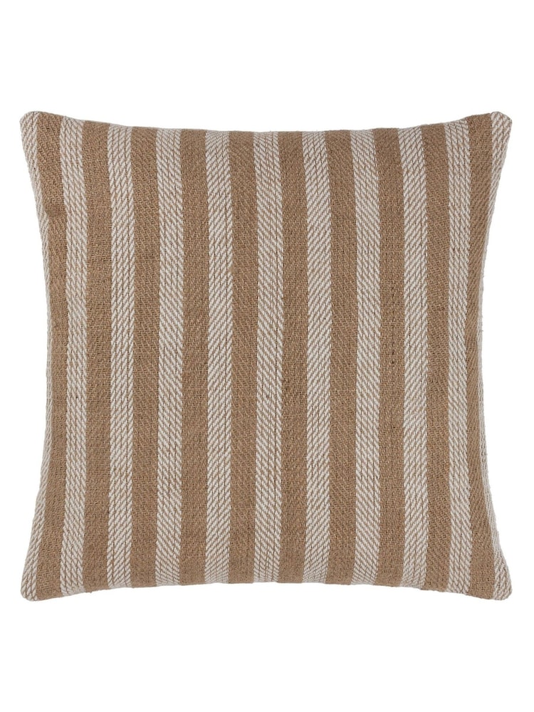 Yard Natural Beige Strata Stripe Cotton Jute Woven Cushion - Image 2 of 6