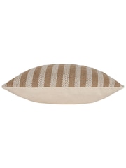 Yard Natural Beige Strata Stripe Cotton Jute Woven Cushion - Image 4 of 6