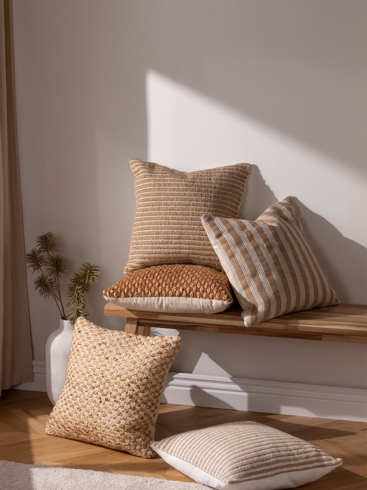 Yard Organik Stripe Cotton Jute Woven Cushion - Imagem 2 de 7