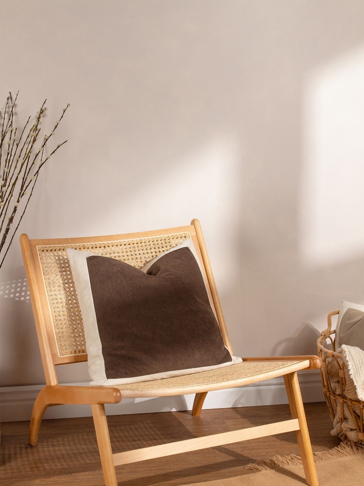 Yard Mole Brown Auden Linen Look Velvet Square Cushion - Image 1 of 7